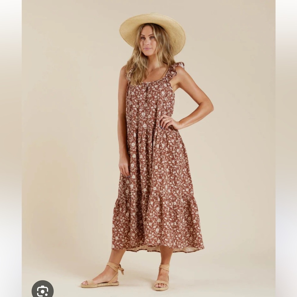 Rylee & Cru red floral maxi dress